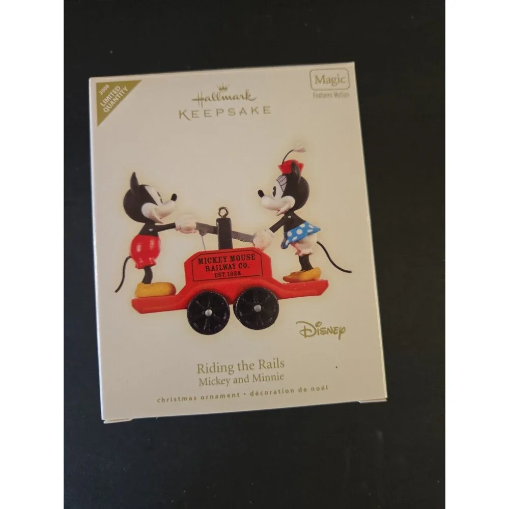 HALLMARK 2008 RIDING THE RAILS MICKEY AND MINNIE DISNEY ORNAMENT